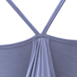 Haut de yoga ample confort flow brassière intégrée - certifié GOTS - bleu-gris / lavande - Vignette | Achamana