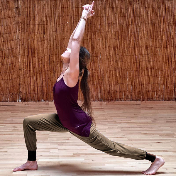 Pantalon de yoga pour femme ton bleu gris large ligne évasé - Zone