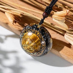 Pendentif orgonite Merkaba - Oeil de tigre - Labradorite - Vignette | Achamana