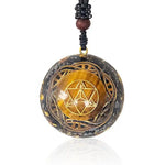 Pendentif orgonite Merkaba - Oeil de tigre - Labradorite - Vignette | Achamana