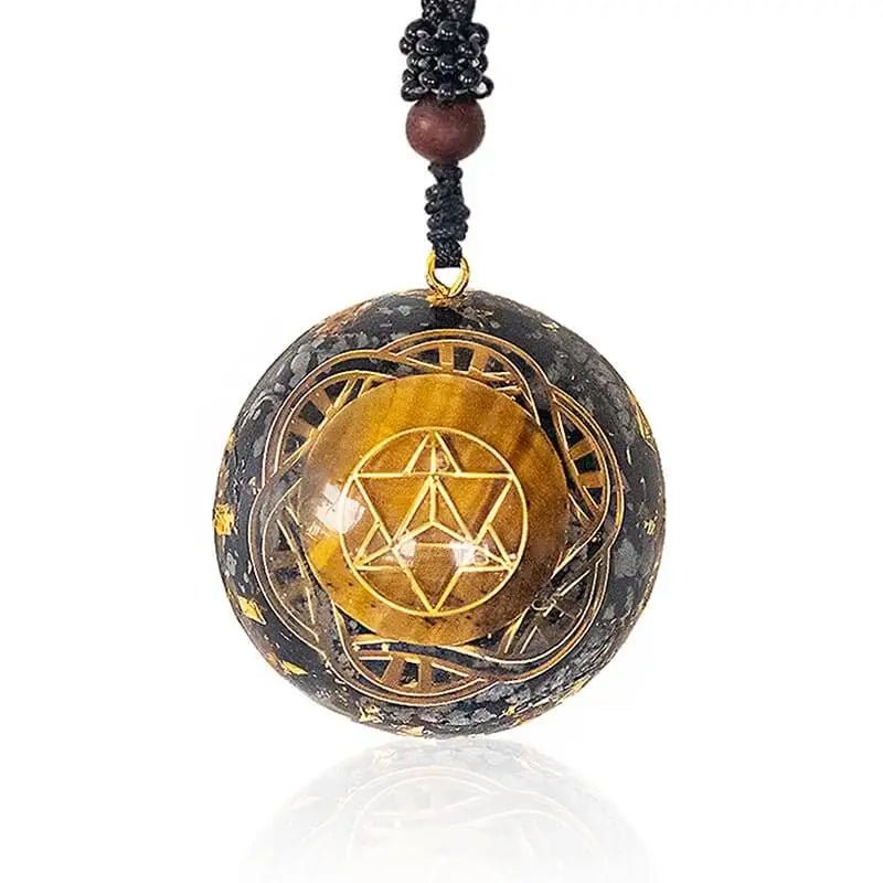 Orgnite oeil de tigre et Labradorite Merkaba -| Achamana