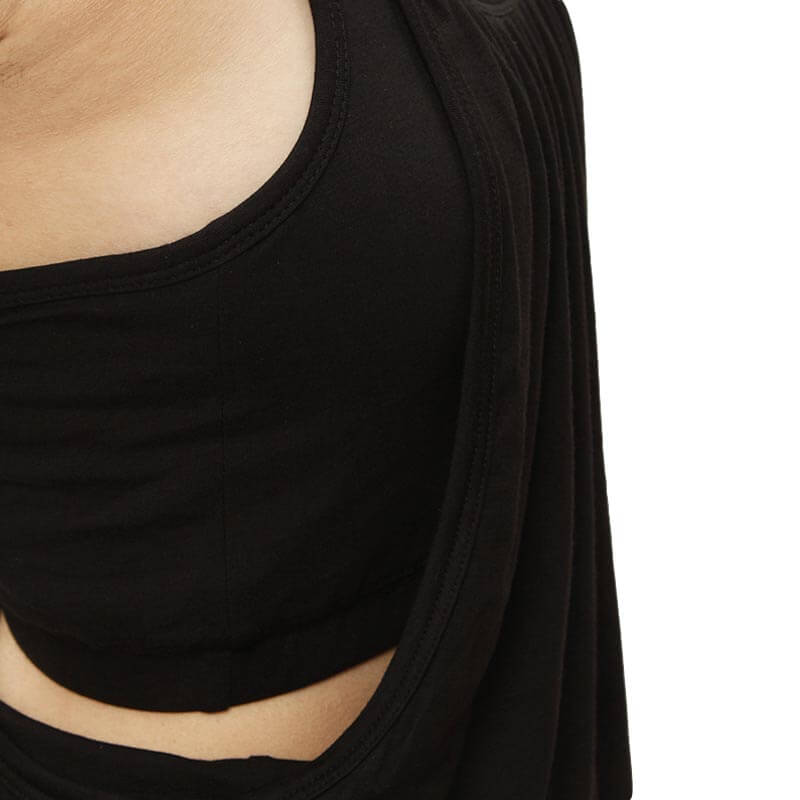 Yoga Bordeaux - tee shirt yoga bio noir - brassière intégrée | Achamana