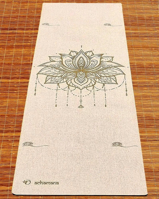 Festival Bliss Bordeaux - Tapis yoga ecologique 100% naturel  - design fleur de lotus | Achamana