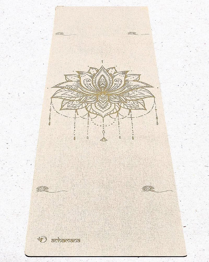 Boutique yoga en ligne - Tapis de yoga naturel - latex et chanvre - Fleur de lotus | Achamana