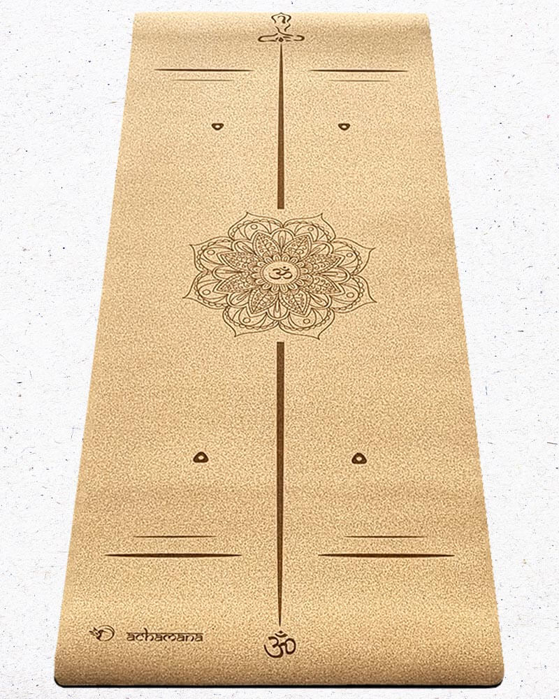 Tapis yoga liege épais - mandala et ligne de position gravés | Achamana- 