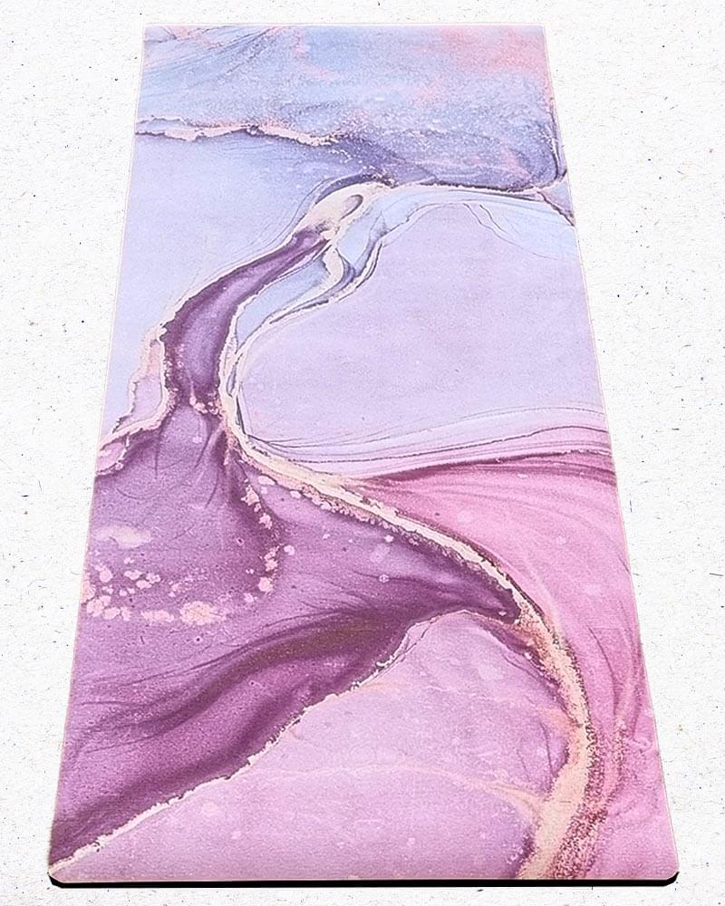 Yoga débutant - tapis de yoga épais antidérapant rose - motif vague dorée | achamana