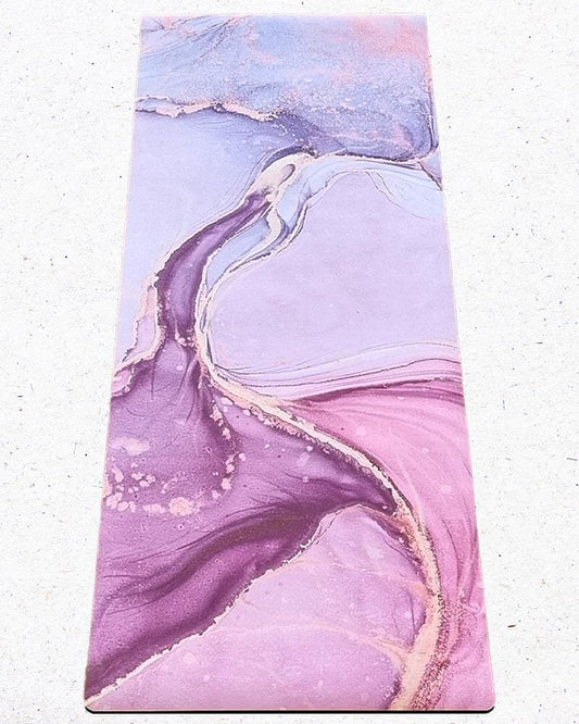 Tapis de yoga épais rose motif vague artistique | Achamana