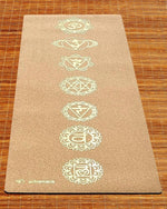 Tapis de yoga en liège et caoutchouc naturel 5 mm 7 chakras Or - Vignette | Achamana