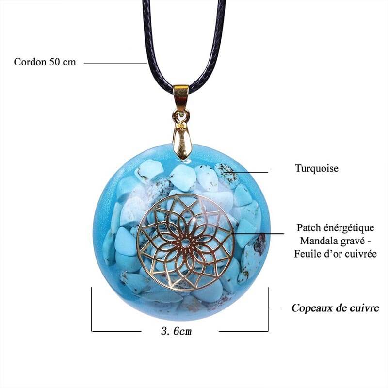 Orgone Aix-en-provence - Pendentif orgonite turquoise | Achamana