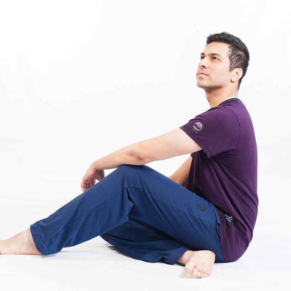 Pantalon de yoga femme Confort - Bio Bleu - Vêtements de yoga Femme - Coton  Bio