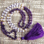 Mala necklace Moonstone - Amethyst - 6 mm AA beads - Vignette | Achamana