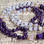 Mala Halskette Moonstone - Amethyst - 6 mm AA Perlen - Vignette | Achamana