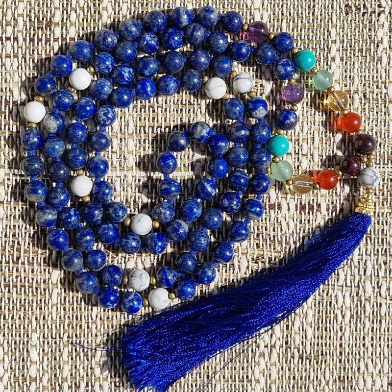 Chapelet bouddhiste en Lapis-lazuli - 7 chakras | Achamana