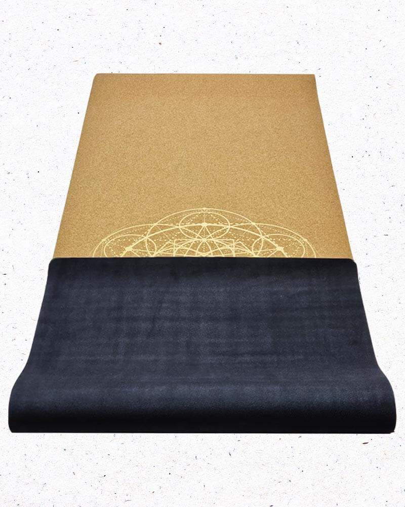 Tapis de yoga caoutchouc naturel grand format - fleur de vie | Achamana