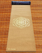 Grand tapis de yoga liège fleur de vie Or - 2,15 m - Vignette | Achamana