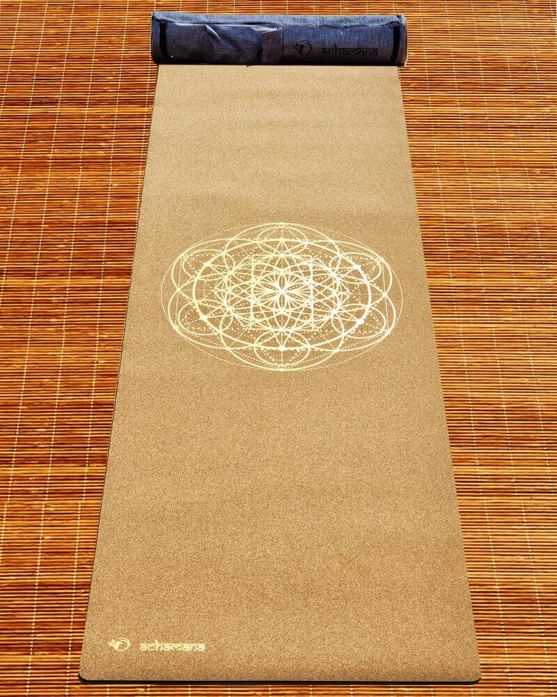 Tapis de yoga écologique liège et caoutchouc naturel + sac de transport | Achamana