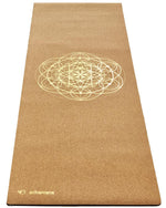 Grand tapis de yoga liège fleur de vie Or - 2,15 m - Vignette | Achamana