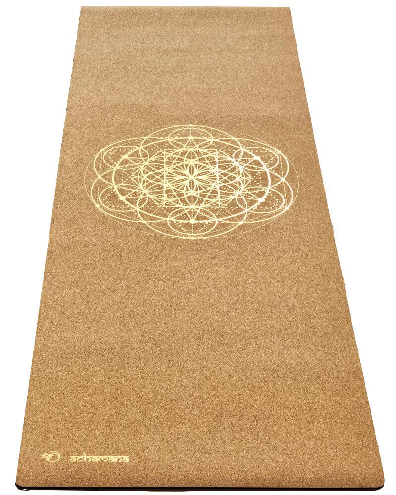 Yoga Paris - Tapis yoga liège XXL - Fleur de vie or | Achamana