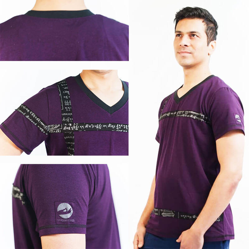 Vetement ohm - mantra puissant - T-shirt de yoga bordeaux bambou coton bio - Achamana