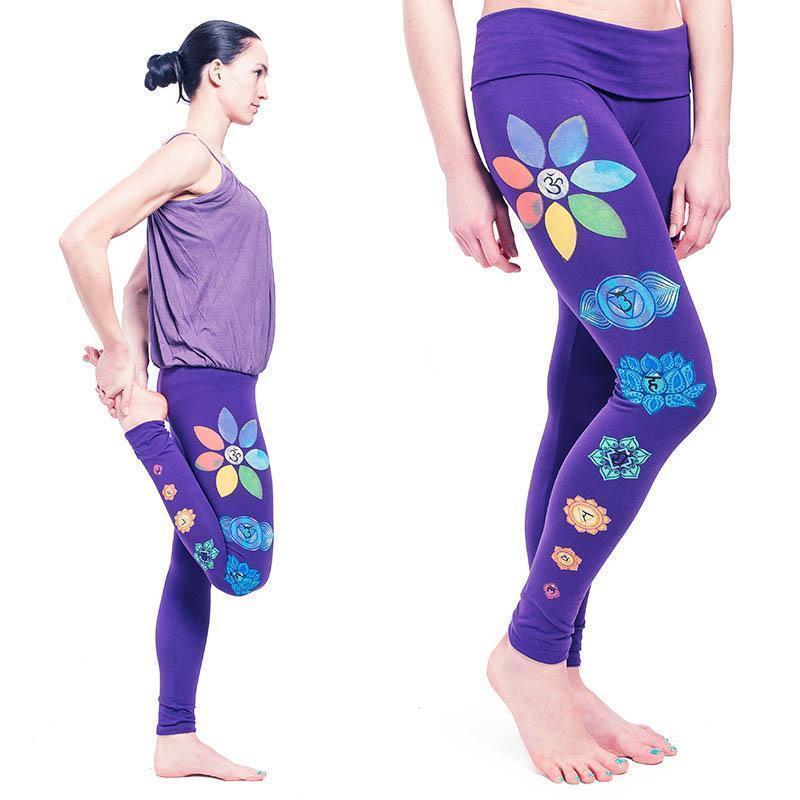 Legging yoga bio femme- 7 Chakras peints à la main - Achamana