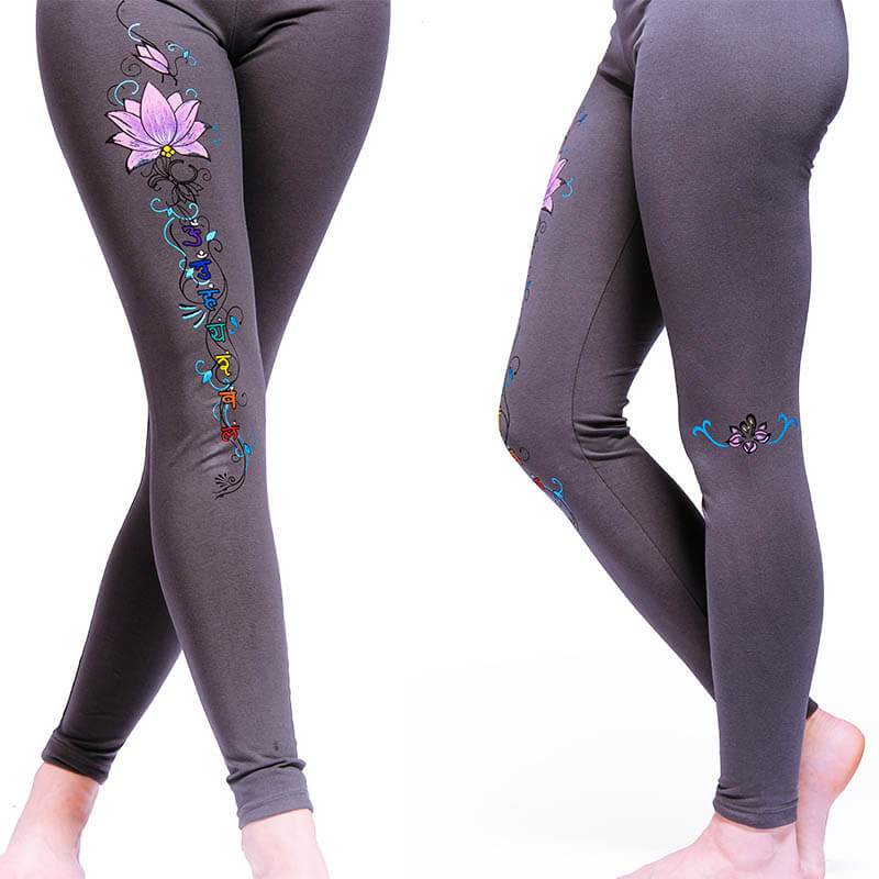 Legging yoga gris - 7 chakras - Lotus sacré - Achamana