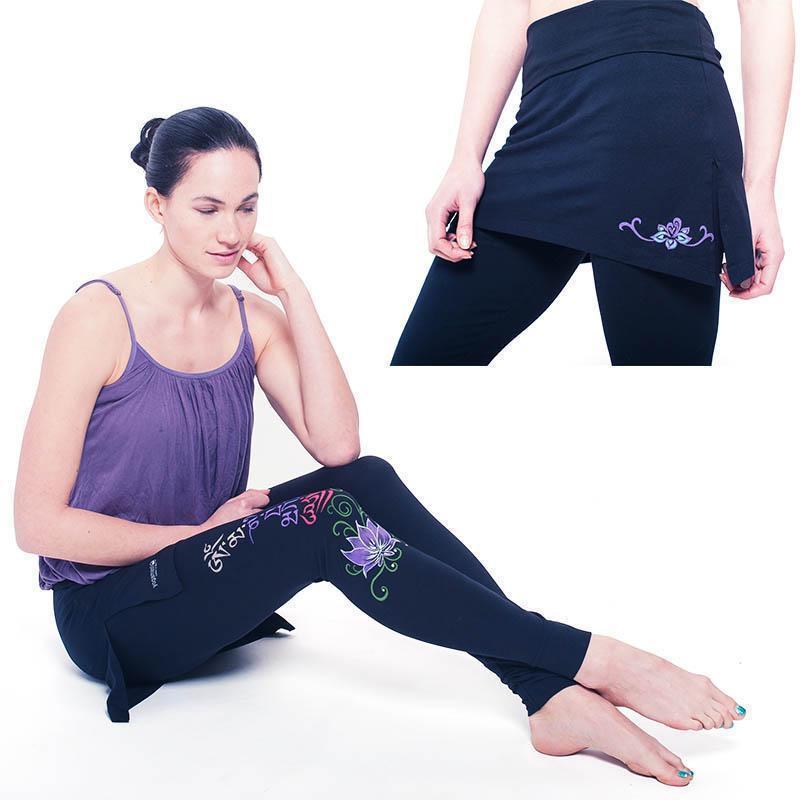 Vetement ohm - Legging jupe - mantra et fleur de Lotus imprimé - Achamana