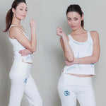 Women's white yoga pants - Om Shanti - Vignette | Achamana