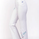 Women's white yoga pants - Om Shanti - Vignette | Achamana