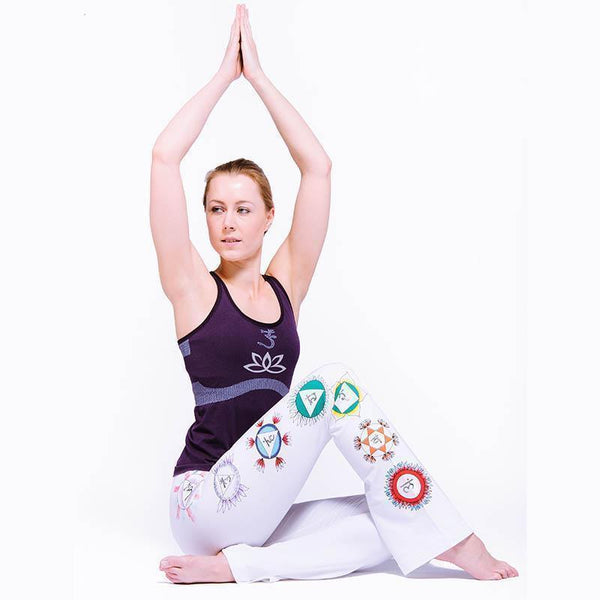 Pantalón yoga blanco: pantalones de yoga blancos algodón