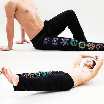 ACHAMANA Yoga Broek Slim Fit Grijs - Yoga kleding voor mannen Sacred Tattoo