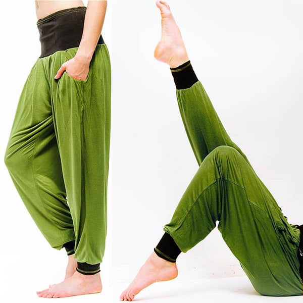 Pantalon yoga flow Bambou performance - Sarouel yoga élégance - Noir