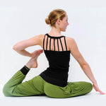 Pantalon yoga large femme - Vinyasa - Vert olive - Vignette | Achamana