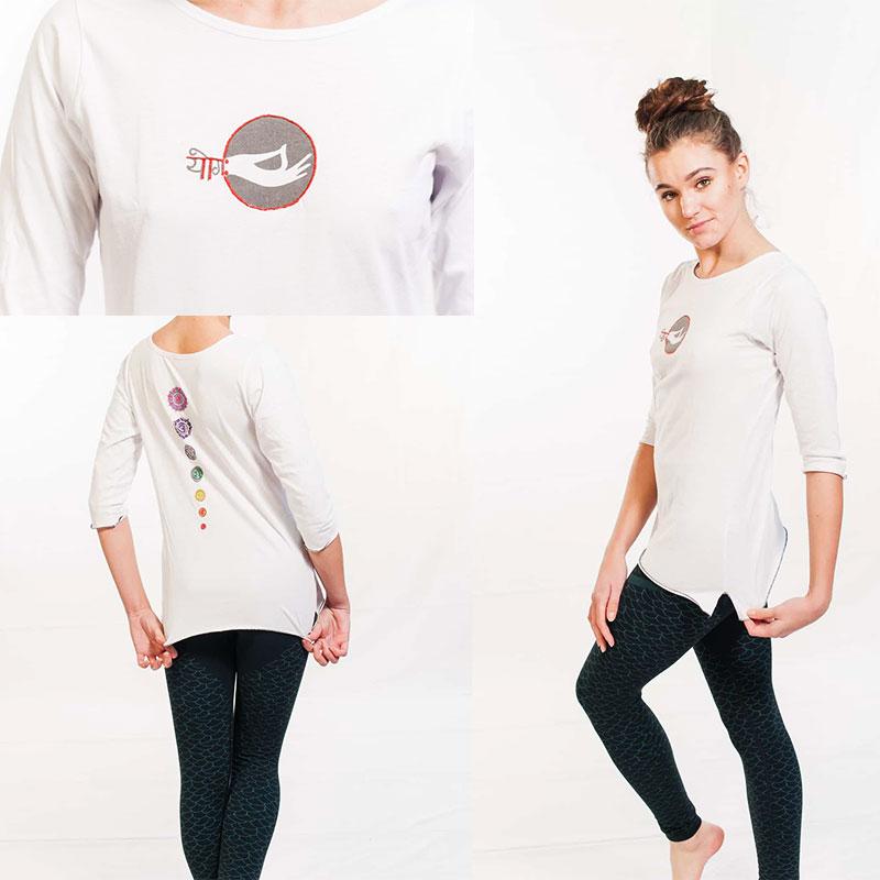 7 chakras brodés - Chin mudra - Tee shirt femme Kundalini yoga - Achamana