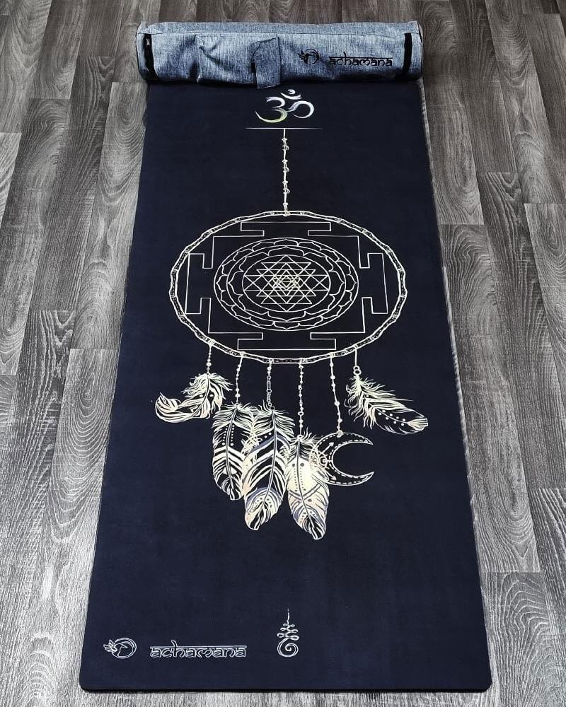 materiel yoga - Tapis yoga antiderapant latex et microfibre avec sac transport - Sri yantra | Achamana