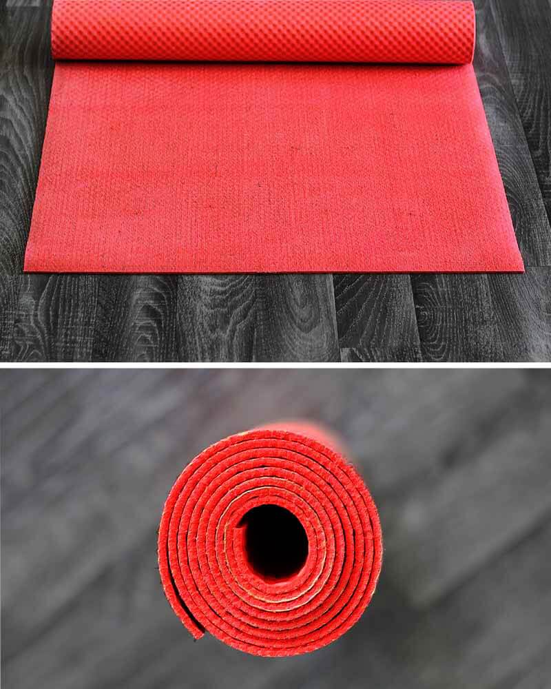 equipement yoga - Tapis yoga naturel rouge corail | Achamana