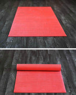 Tapis de yoga écologique rouge corail en gomme naturelle et jute tressée - Vignette | Achamana