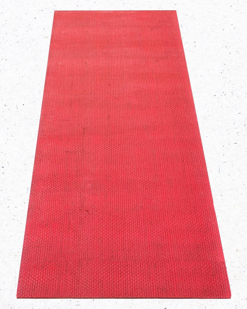 Tapis de yoga écologique rouge corail - caoutchouc et jute | Achamana