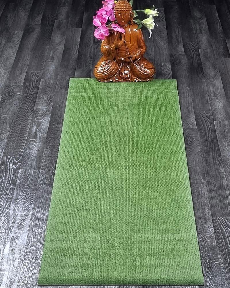 Tapis yoga bio antidérapant - gomme premium et jute - vert olive | Achamana