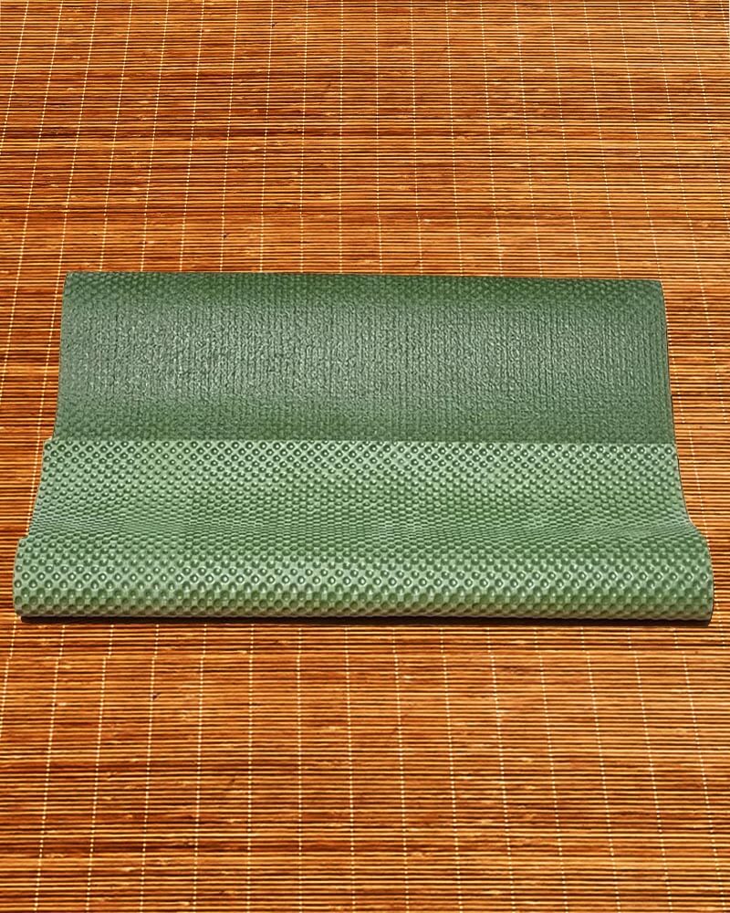 Accessoire yoga - Tapis yoga naturel, caoutchouc et toile de jute - vert olive | Achamana