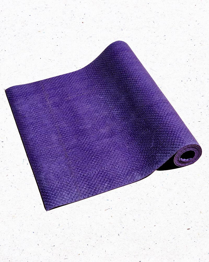 Boutique yoga Paris - Tapis yoga ecologique, antidérapant, violet - latex et toile de jute | Achamana