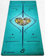 Tapis de yoga "Love" - lignes de positionnement - 6mm - Vignette | Achamana