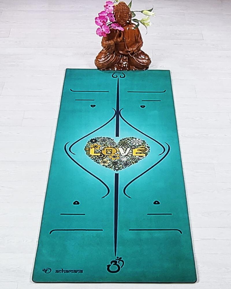 Yoga débutant - Tapis de yoga vert avec marqueur position | Achamana