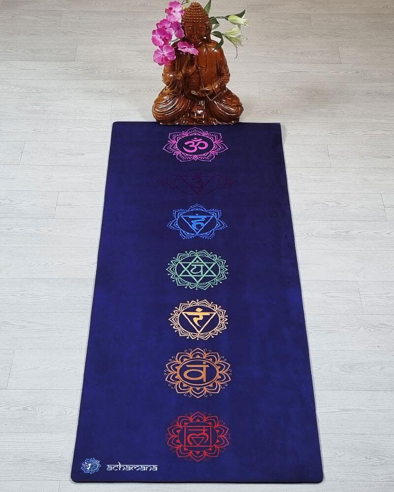 Tapis yoga dynamique antidérapant eco-responsable - motif 7 chakras | Achamana