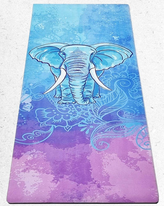 Tapis yoga dynamique antidérapant en latex et microfibre - design éléphant | Achamana