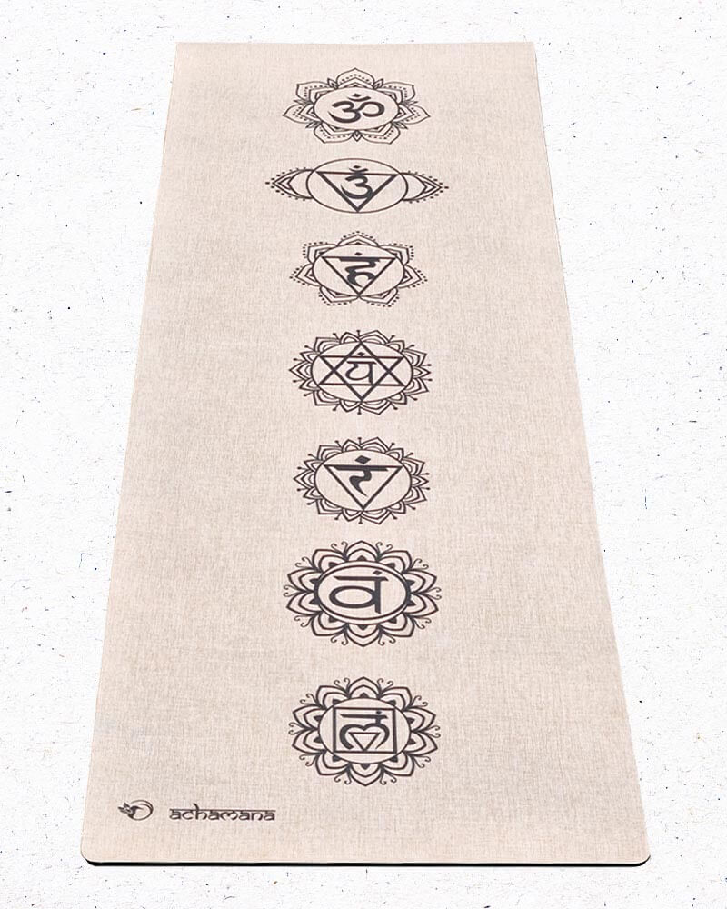 Yoga Lyon - Tapis de yoga bio latex et chanvre - Design 7 chakras | Achamana