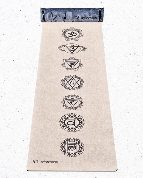 Organic Cotton Seven Chakra Embroidered Mat for Yoga and Meditation -  YogaKargha