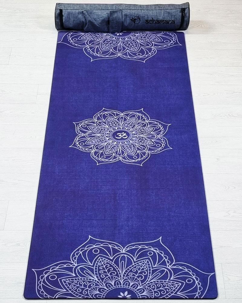 magasin yoga paris - tapis yoga ecologique bleu et sac de transport | Achamana