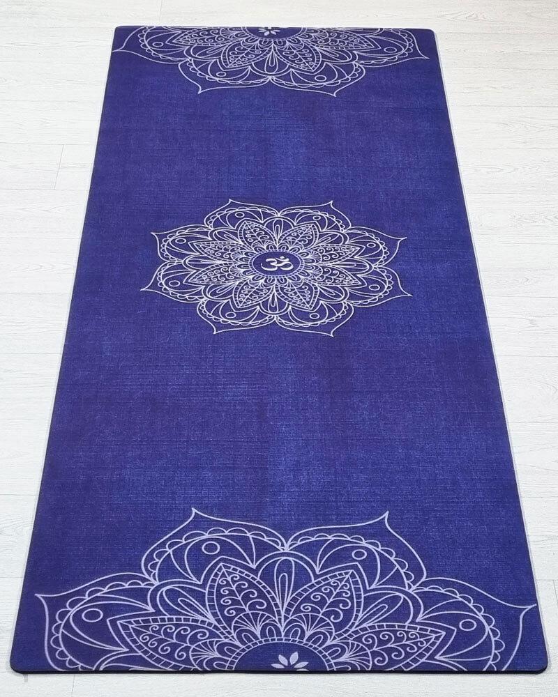 Tapis yoga ecologique en caoutchouc naturel et eco microfibre - Design mandala om | Achamana