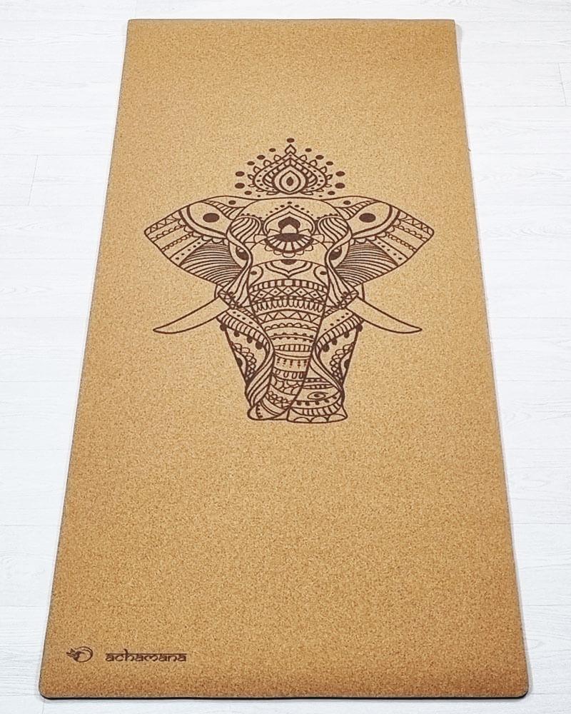 Tapis yoga liege - motif éléphant - boutique yoga | Achamana