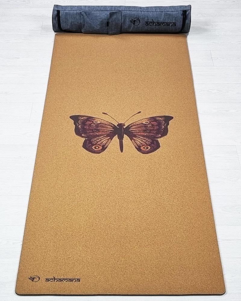 Magasin yoga strasbourg - tapis yoga liege et sac de transport - design Papillon | Achamana